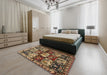 Traditional Brown Persian Rug in a Bedroom, tr1832