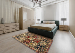 Traditional Brown Persian Rug in a Bedroom, tr1832