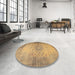 Round Traditional Orange Medallion Rug in a Office, tr1834