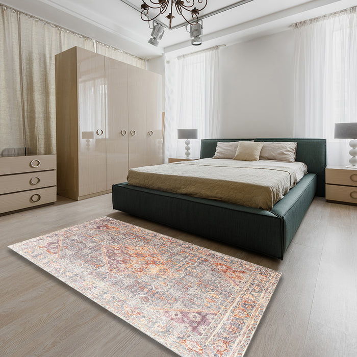Machine Washable Traditional Desert Sand Beige Rug in a Bedroom, wshtr1835