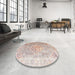 Round Traditional Desert Sand Beige Persian Rug in a Office, tr1835