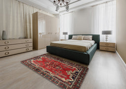 Traditional Brown Persian Rug in a Bedroom, tr1836