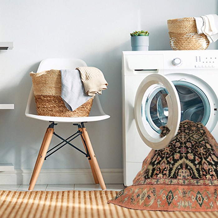 Machine Washable Traditional Bakers Brown Rug in a Washing Machine, wshtr1837