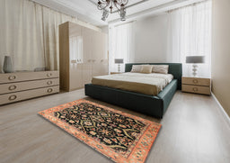 Traditional Bakers Brown Persian Rug in a Bedroom, tr1837