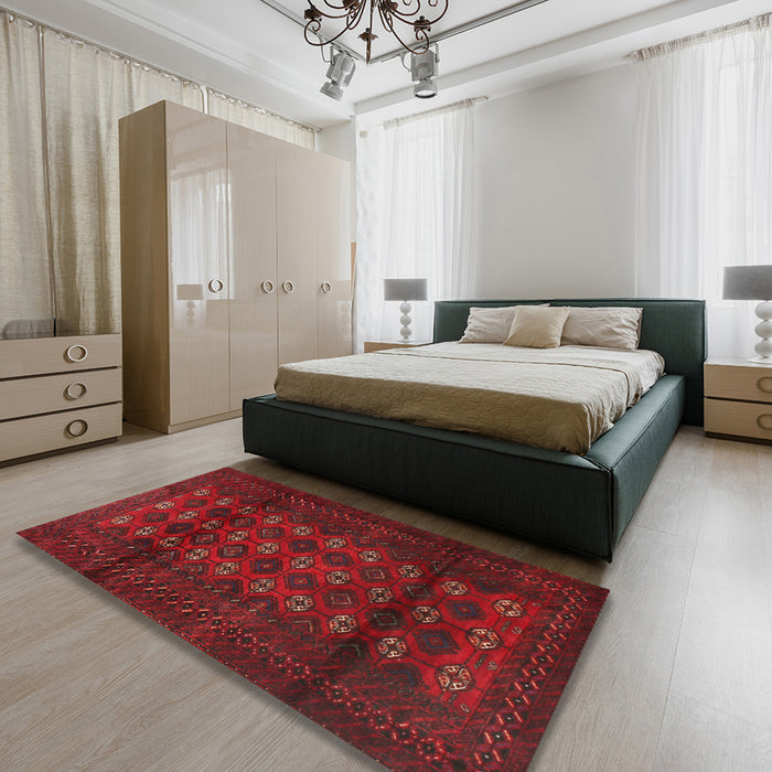 Traditional Red Persian Rug in a Bedroom, tr1838