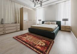 Traditional Chocolate Brown Persian Rug in a Bedroom, tr1840