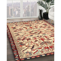 Traditional Chestnut Red Animal Rug, tr1841