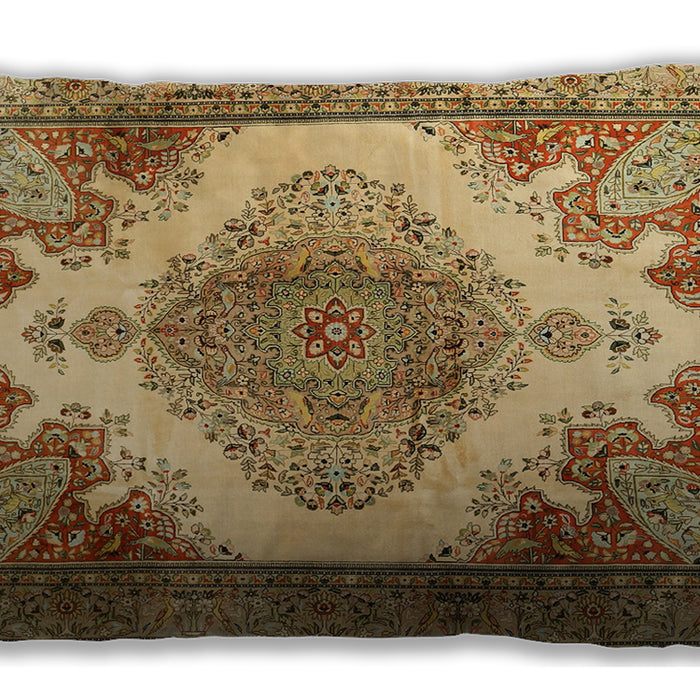 Traditional Classic Rectangular Yellow Orange Lumbar Throw Pillow, 13 inch by 19 inch, lbtr1842