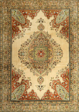 Machine Washable Traditional Yellow Orange Rug, wshtr1842