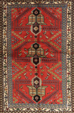 Machine Washable Traditional Tomato Red Rug, wshtr1843