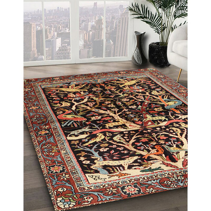 Traditional Orange Brown Persian Rug in Family Room, tr1844