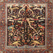 Square Traditional Orange Brown Persian Rug, tr1844