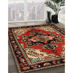 Traditional Maroon Red Persian Rug in Family Room, tr1845