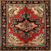 Round Machine Washable Traditional Maroon Red Rug, wshtr1845