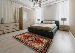 Traditional Maroon Red Persian Rug in a Bedroom, tr1845