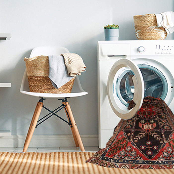 Machine Washable Traditional Sienna Brown Rug in a Washing Machine, wshtr1847