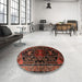 Round Traditional Sienna Brown Persian Rug in a Office, tr1847