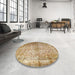 Round Machine Washable Traditional Light Brown Rug in a Office, wshtr1848