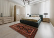 Traditional Dark Sienna Brown Persian Rug in a Bedroom, tr1849
