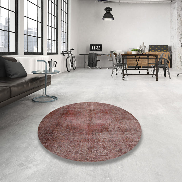 Round Machine Washable Traditional Chestnut Brown Rug in a Office, wshtr1851
