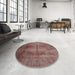 Round Machine Washable Traditional Chestnut Brown Rug in a Office, wshtr1851