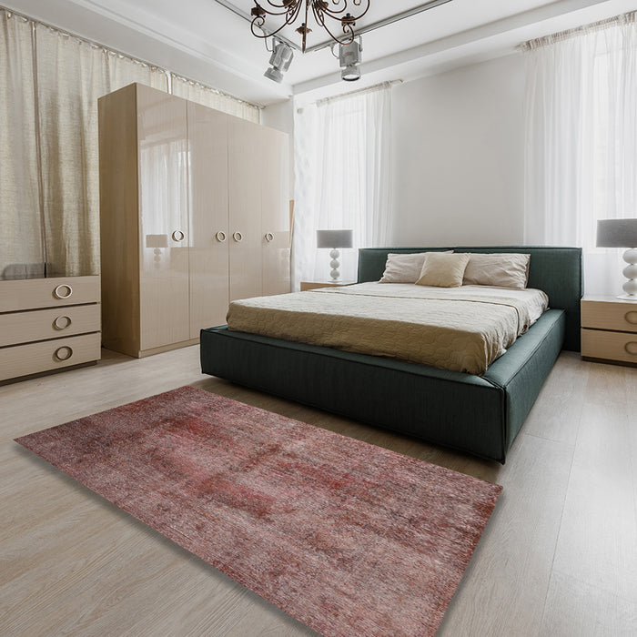 Traditional Chestnut Brown Persian Rug in a Bedroom, tr1851