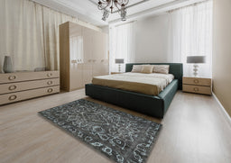 Traditional Silver Gray Persian Rug in a Bedroom, tr1852