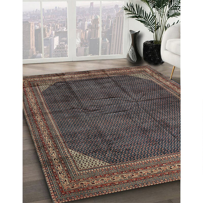 Traditional Burgundy Brown Persian Rug in Family Room, tr1853