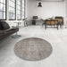 Round Machine Washable Traditional Rosy Brown Pink Rug in a Office, wshtr1855