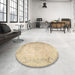 Round Traditional Brown Gold Persian Rug in a Office, tr1857