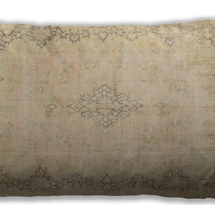 Traditional Classic Rectangular Brown Gold Lumbar Throw Pillow, 13 inch by 19 inch, lbtr1857
