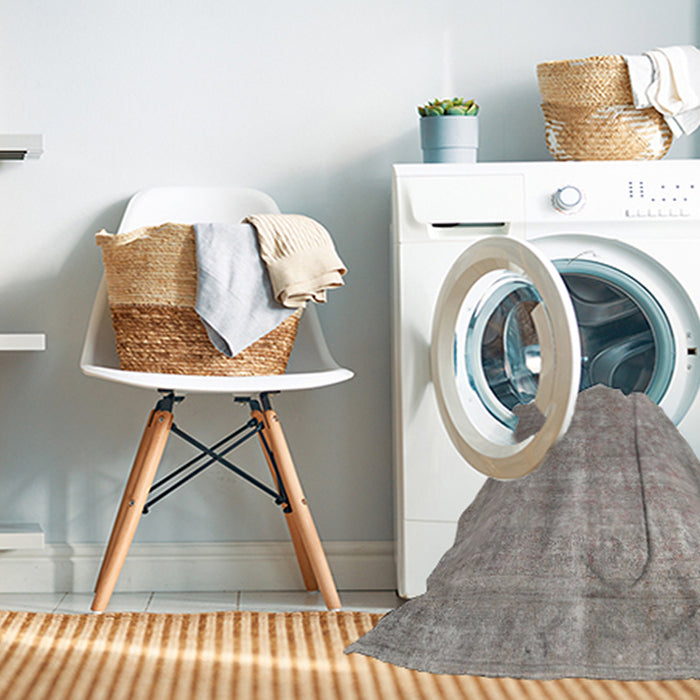 Machine Washable Traditional Rose Dust Purple Rug in a Washing Machine, wshtr1858