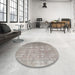 Round Machine Washable Traditional Rose Dust Purple Rug in a Office, wshtr1858