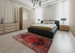 Traditional Chestnut Brown Persian Rug in a Bedroom, tr1859