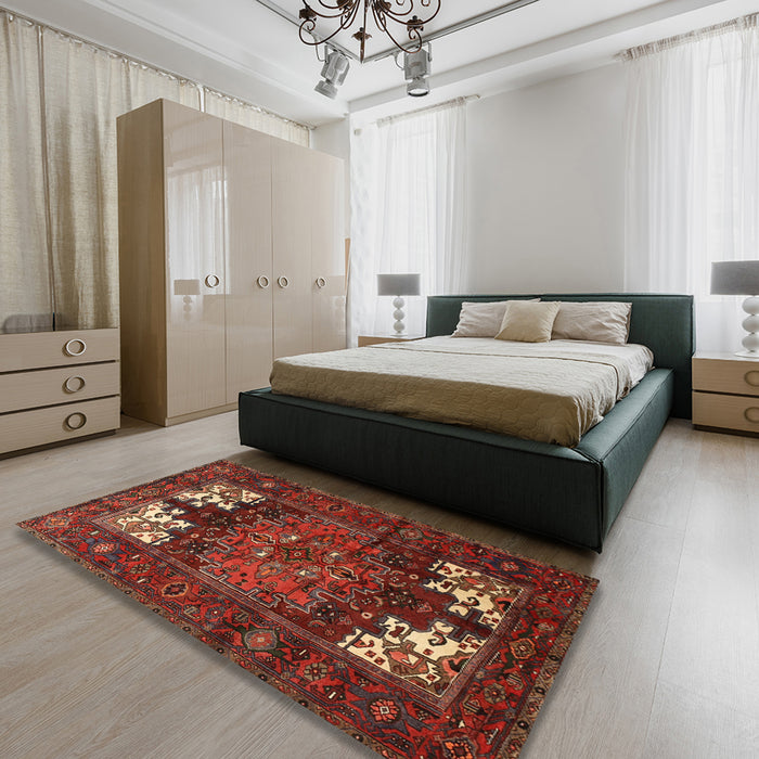 Machine Washable Traditional Sienna Brown Rug in a Bedroom, wshtr1860