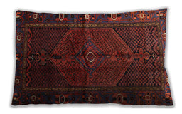 Traditional Classic Rectangular Brown Red Lumbar Throw Pillow, 13 inch by 19 inch, lbtr1861