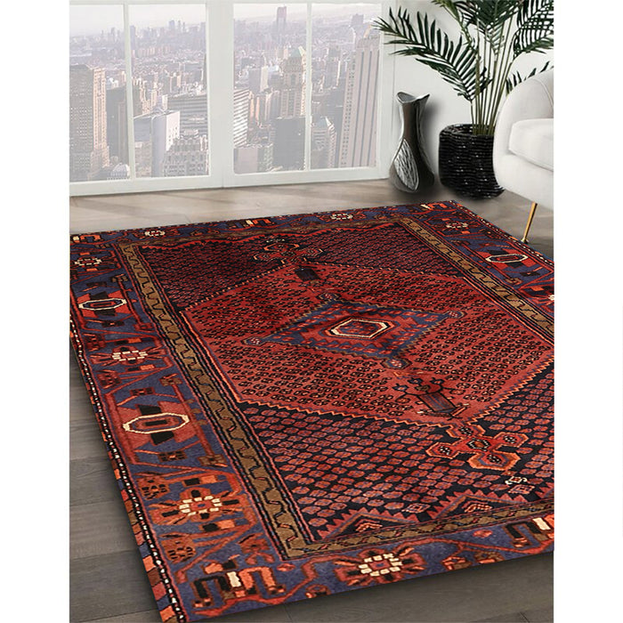 Traditional Brown Red Persian Rug in Family Room, tr1861