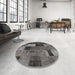 Round Traditional Gray Patchwork Rug in a Office, tr1862