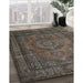 Traditional Mocha Brown Persian Rug in Family Room, tr1863