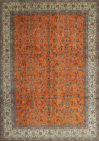 Machine Washable Traditional Dark Almond Brown Rug, wshtr1864