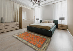 Traditional Dark Almond Brown Persian Rug in a Bedroom, tr1864