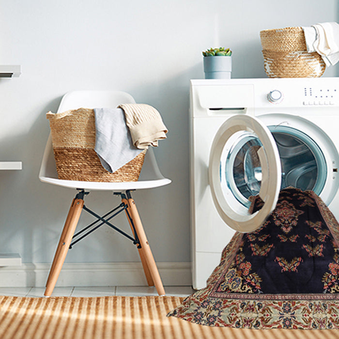Machine Washable Traditional Chocolate Brown Rug in a Washing Machine, wshtr1865