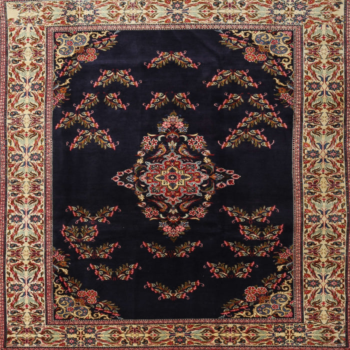 Square Traditional Chocolate Brown Medallion Rug, tr1865