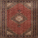 Round Machine Washable Traditional Saffron Red Rug, wshtr1866