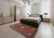 Traditional Saffron Red Medallion Rug in a Bedroom, tr1866