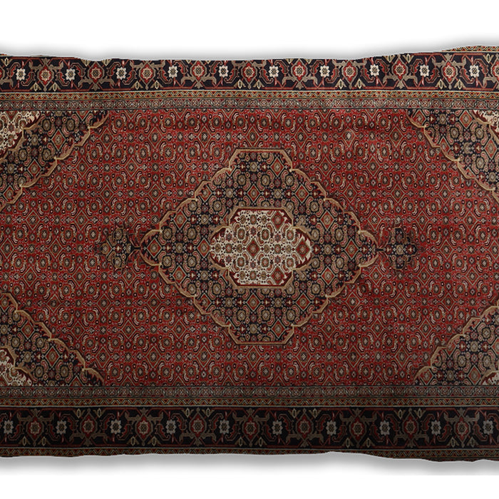 Traditional Classic Rectangular Saffron Red Lumbar Throw Pillow, 13 inch by 19 inch, lbtr1866