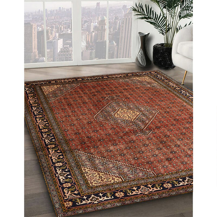 Machine Washable Traditional Saffron Red Rug in a Family Room, wshtr1867