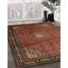 Traditional Saffron Red Medallion Rug in Family Room, tr1867