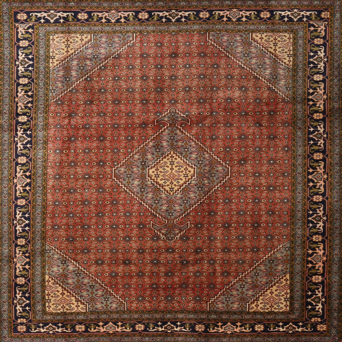 Square Traditional Saffron Red Medallion Rug, tr1867