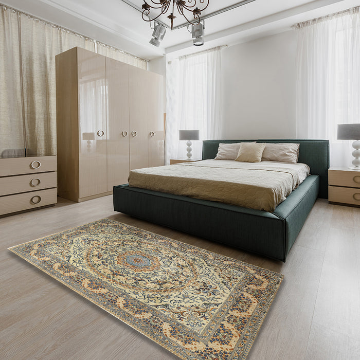Machine Washable Traditional Brown Rug in a Bedroom, wshtr1868